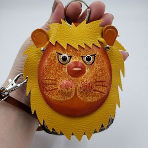 Lion Cat Gift Wristlet Wallet Card Holder Keychain Quirky Handmade Unique Boho